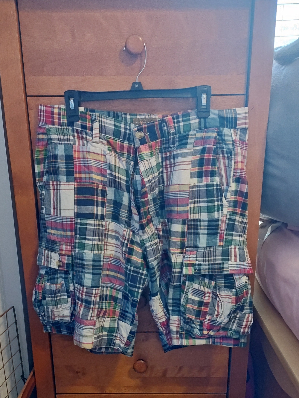 Men's Multicolor Plaid Cargo Shorts - Casual Patchwork Style